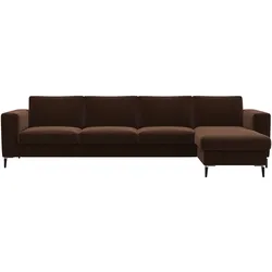 Ecksofa FLEXLUX "Fiore, super Sitzkomfort durch Kaltschaum im Sitz, L-Form", braun (tobacco), B:295cm H:85cm T:159cm, Sofas, breite Armlehnen, Füße Alu+schwarz