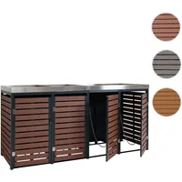 Mendler 4er Mülltonnenverkleidung HWC-K14, Mülltonnenbox mit Pflanzkasten, 124x265x84cm WPC