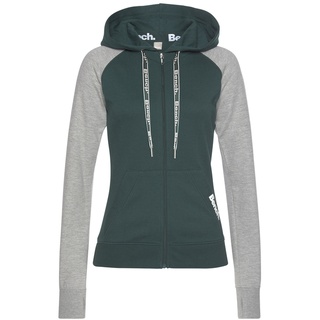 bench. loungewear Kapuzensweatjacke Damen dunkelgrün-hellgrau Gr.36/38