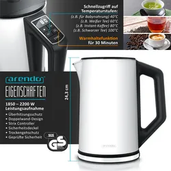 Arendo Frühstücks-Set in weiß - Wasserkocher / Toaster / Eierkocher