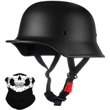 Deutsche Motorrad Halbhelme mit ECE, Jethelm Retro, Chopper Helm, Scooter-Helm, Fahrradhelm, mit Herausnehmbares Innenfutter und Schnellverschlussschnallen M~XXL 57~64CM
