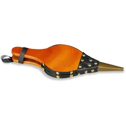Relaxdays Blasebalg Grill & Kamin, rustikaler Handblasebalg, goldene Ziernägel, Luftbläser, 39 cm lang, braun/schwarz
