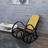 Mendler Schaukelstuhl M41, Schwingsessel Fernsehsessel, Massiv-Holz Walnuss-Optik, Stoff/Textil gelb