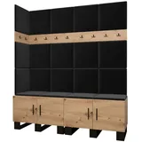 ABIKS MÖBEL Garderoben-Set ARTIN Set 12 Garderobe mit gepolsterten Paneelen, Industriell Design schwarz