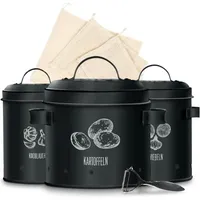 kitchenquality Kartoffelaufbewahrungsbox 3er-Set schwarz 22,2 x 21,5 cm / 13,8 x 19 cm / 11,5 x 17 cm