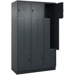 C+P Z-Spind Classic PLUS, Sockel, 6 Abteile, HxBxT 195x120x50cm, Sicherheitsdrehriegel, Anthrazit von PROREGAL