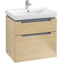 Villeroy & Boch Subway 2.0 Waschtischunterschrank, 2 Auszüge, Waschbecken mittig, 637x590x454mm, Eckig Nordic Oak