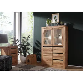 Massivmoebel24 Highboard 95 x 150 x 42 cm Eiche geölt / Beige