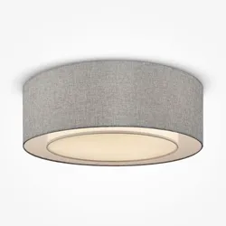 Maytoni Schlichte Deckenleuchte, Metallrahmen, geschlossener Lampenschirm mit Leinenstoff bedeckt, grau, 3-flammig, 3 X E27 60W