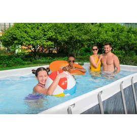 BESTWAY Power SteelTM Solo Pool ohne Zubehör 488 x 244 x 122 cm, Marmor-Optik (Schiefergrau), eckig
