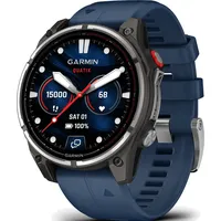 Garmin Quatix 8 Pro BT 47 mm Titaniumgehäuse Schwarz QuickFit Silikonarmband Kapitänsblau