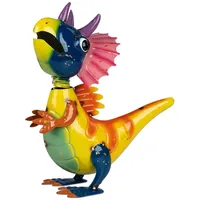 Formano Metall-Figur Drache Wackel-Kopf 34 cm Gartenfigur Handbemalt Wackelfigur Bunt Lackiert Gartendeko Drachenfigur Outdoor Skulptur Terrasse Balkon