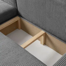 lookway Ecksofa OPERA L-Form mit Schlaffunktion und Bettkasten Grau
