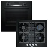 Bosch Herdset Bosch Backofen EcoClean mit Gas-Kochfeld Gasabschaltung autark 60 cm