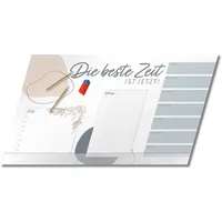 PRIMUS PRINT - Beige Schreibtischunterlage Papier - DIN A2 Unterlage Schreibtisch - Abreißblock - 80g Dickes Naturpapier - Stabiler Papprücken - 25 Blatt - [ Motiv: Beige mit Fußleiste ]