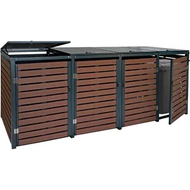 Mendler Mülltonnenverkleidung HWC-K14 119 x 264 cm braun