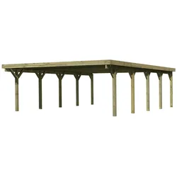 Karibu Carport Doppelcarport Classic Doppel 3 Stahldach o. Rundbögen (Holzcarport)