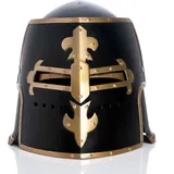 Ritterhelm Kinder schwarz mit Visier Deluxe Kinderhelm Ritter Kostüm Helm