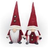 Lemodo 2er Set Wichtel 50 cm hoch, Weihnachtswichtel Duo in weihnachtlichem Rot