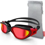 ZIONOR Polarisiert Schwimmbrille für Herren und Damen [UPGRADE], G1 Schwimmbrille mit Spiegel/Rauch Linse UV-Schutz Anti Nebel Verstellbar Gurt Komfort Profi Schwimmbrillen für Erwachsene Jugendliche