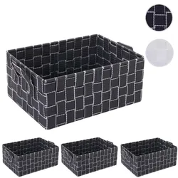 4er-Set Aufbewahrungskorb HWC-C37, Dekokorb Korb K√∂rbchen Aufbewahrung Regalkorb Deko 12x28x20cm ~ dunkelgrau