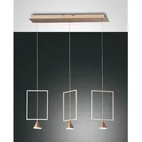 Fabas Luce Pendelleuchte Sirio eckig 3-flammig edelgold matt 24W 2160lm dimmbar EEK E [A-G]