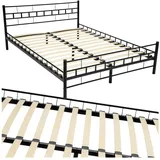 Tectake Bettgestell 140 x 200 cm schwarz