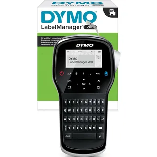 Dymo LabelManager 280 Tragbares Beschriftungsgerät | Wiederaufladbares Etikettiergerät mit QWERTZ Tastatur | mit PC/Mac Schnittstelle | für D1 Etiketten in 6, 9 und 12mm Breite