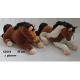 Maskottchen Pferd 2 Farben mit Stimme 45cm 139214 mix Preis pro 1 Stück - Schwarz/Braun