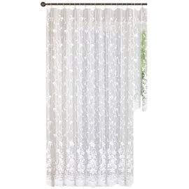 Gardinenbox Vorhang Blumenmuster HxB 245x450 cm Weiß