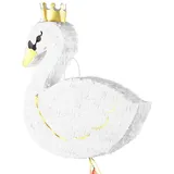 PartyDeco Piñata 43,5x49,5x9cm Schwan Party Dekoration zum Befüllen Partyspiele Kindergeburtstag Geburtstag Babyparty Hochzeit Party Partydeko Partyzubehör Weiß