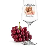 Love Faith - Besties - Personalisiertes Weinglas mit Foto, Spruch und Namen für Dich und Dein Bestie