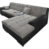 DOMO collection Eckcouch Kunstleder 3-Sitzer Schwarz