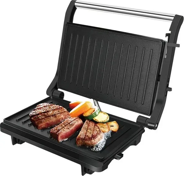 Aigostar Panini-Maker Kontaktgrill Antihaftbeschichtung 800W silber VDE/York