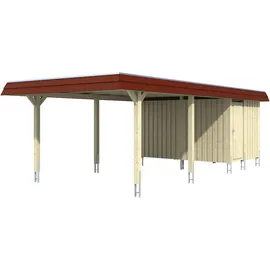 SKANHOLZ Carport Wendland 4,09 x 8,70 m eiche hell mit Abstellraum