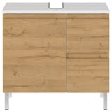 Lomadox Waschbeckenschrank TROMVIK-01 60 cm in Grandson Eiche Nb. mit weiß modernes Design, : 60/56/34 cm braun