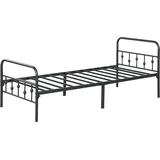 HOMCOM Bettrahmen für Matratze 200 x 90 cm, klappbar Bettgestell, 82,5 cm hoch Metallbett, Metallrahmenbett aus Metall, für Schlafzimmer Gästezimmer, Schwarz   Aosom