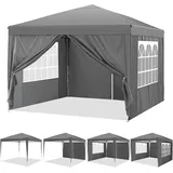 COBIZI Pavillon 3x3 Wasserdicht Stabil Winterfest Faltpavillon 3x3 Faltbar Zelt Gartenpavillon mit 4 Seitenteilen, Pop up Pavillion Klappbar 3x3m für Camping, Strand, Familientreffen (Grau)