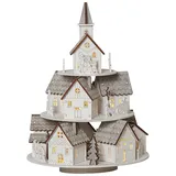 Star Trading LED Weihnachtsdorf Grauberg mit Spieluhr 29 x Ø 21 cm grau/weiß