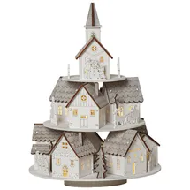 Star Trading LED Weihnachtsdorf Grauberg mit Spieluhr 29 x Ø 21 cm grau/weiß