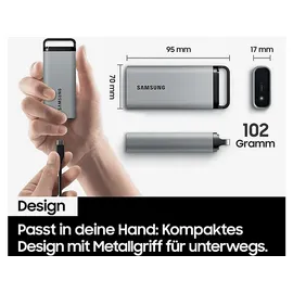 Samsung PSSD T5 EVO Festplatte, 2 TB SSD, extern, Grau