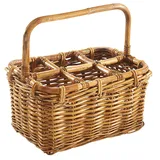 Kobolo Flaschenträger Flaschenkorb Korb – aus Rattan – für 6 Flaschen – handgeflochten – lacak braun
