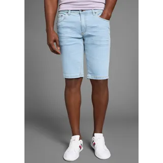 Arizona Jeansshorts ARIZONA, Herren, Gr. 34, blau (bleached), Denim/Jeans, Obermaterial: 98% Baumwolle, 2% Elasthan, kontrastfarbene Details, Basic, normal knieumspielend, Jeans, gerader Schnitt, niedrige Leibhöhe
