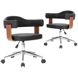 vidaXL Esszimmerstuhl drehbar Kunstleder schwarz 2er Set