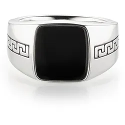 Fingerring BRUNO BANANI "Schmuck Geschenk Silber 925 Herrenring Siegelring Mäander Onyx" Gr. 60, silber (silberfarben, schwarz, schwarz), Fingerringe, Herren, 60, Silber 925 (Sterlingsilber), 14,2mm, mit Onyx