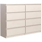 meble masztalerz Kommode 140 cm Breit - Modernes Sideboard - Schrank mit 8 Schubladen - Schubladenschrank - Kommodenschrank für Wohnzimmer, Flur, Schlafzimmer - Kaschmir 138,5x101,5x39 cm