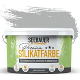 SEEBAUER diy Silikatfarbe Hellgrau 10L für Innen (No. 240 Graphite Grey) Atmungsaktive Mineralfarbe für Allergiker - Abwaschbare Wandfarbe - Grautöne hohe Deckkraft