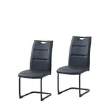 Hti-Living Schwingstuhl Kunstleder schwarz 2er Set