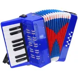 QUARKZMAN Akkordeon 17 Tasten 8 Bassknöpfe Handharmonika Spielzeug Musikinstrument Leichtgewicht für Erwachsene Anfänger Bildung, Dunkelblau