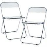 [en.casa] Klappstuhl Transparent Metall, 46x74x47 cm, Esszimmer, Stühle, Klappstühle